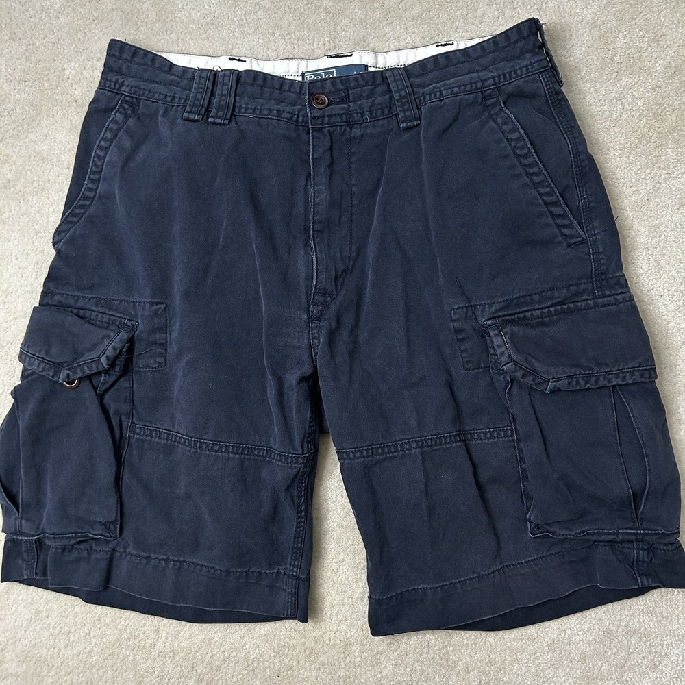 Vintage POLO Ralph Lauren Cargo Shorts Men's 35 Baggy Loose Military 10" Inseam